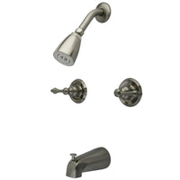 Thumbnail for Kingston Brass KB248AL Magellan Twin Handle Tub & Shower Faucet With Decor Lever Handle, Brushed Nickel - BNGBath