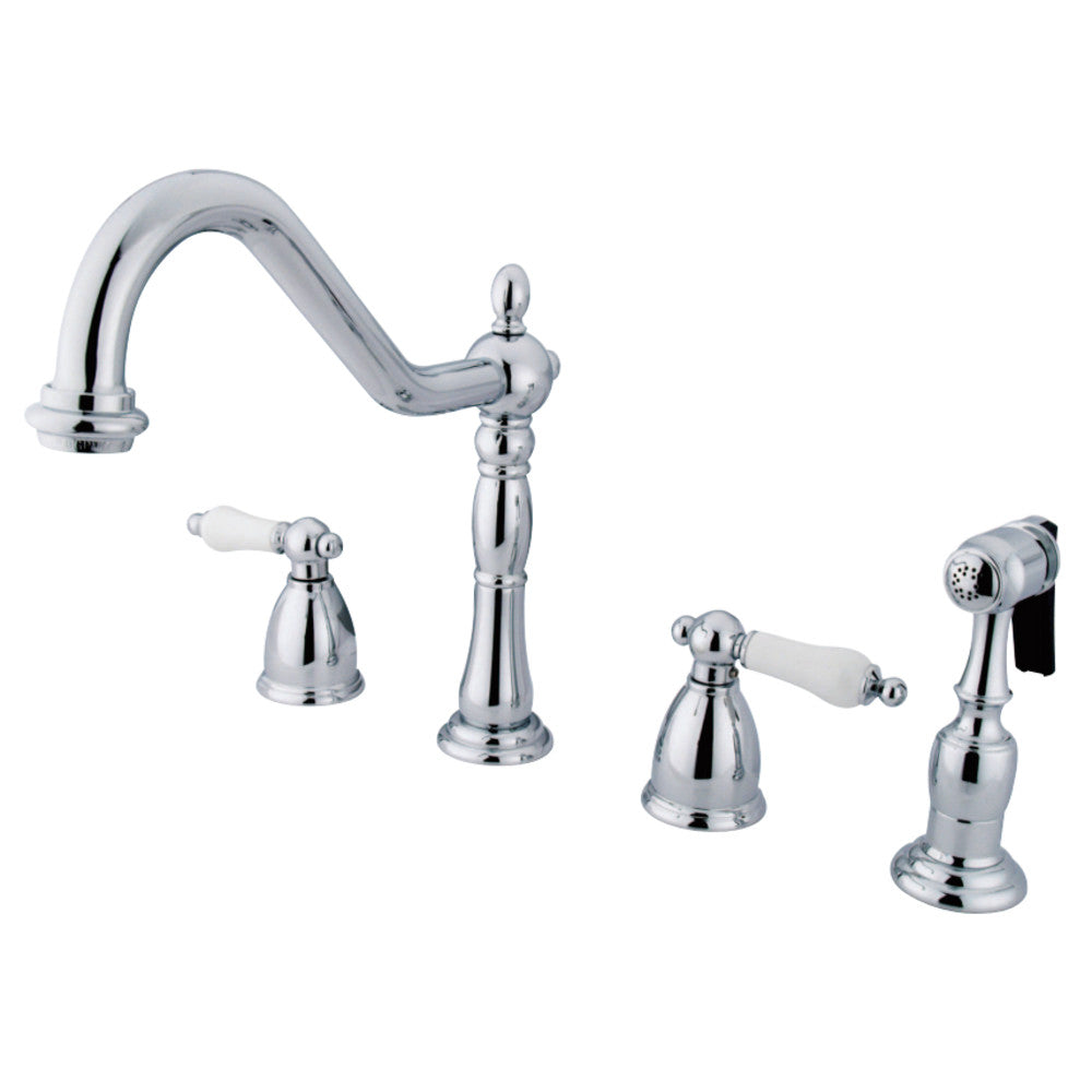 Kingston Brass KB1791PLBS Widespread Kitchen Faucet, Polished Chrome - BNGBath