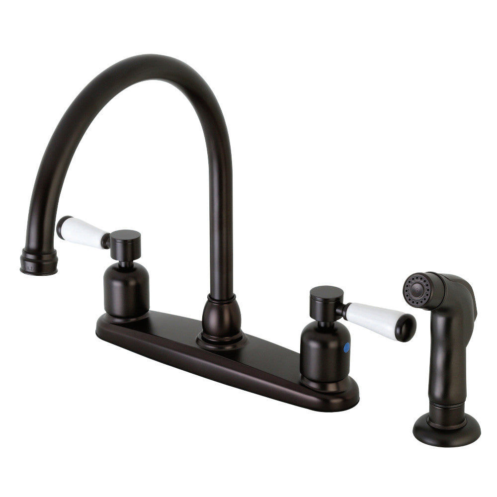 Kingston Brass FB795DPLSP Paris 8-Inch Centerset Kitchen Faucet with Sprayer, Oil Rubbed Bronze - BNGBath