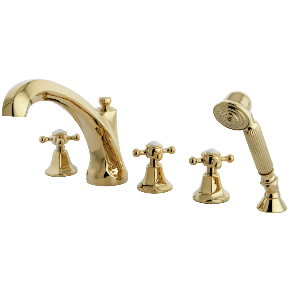 Kingston Brass KS43225BX Metropolitan Roman Tub Faucet with Hand Shower, Polished Brass - BNGBath