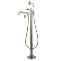 Thumbnail for Kingston Brass KS7138DKL Kaiser Freestanding Tub Faucet with Hand Shower, Brushed Nickel - BNGBath