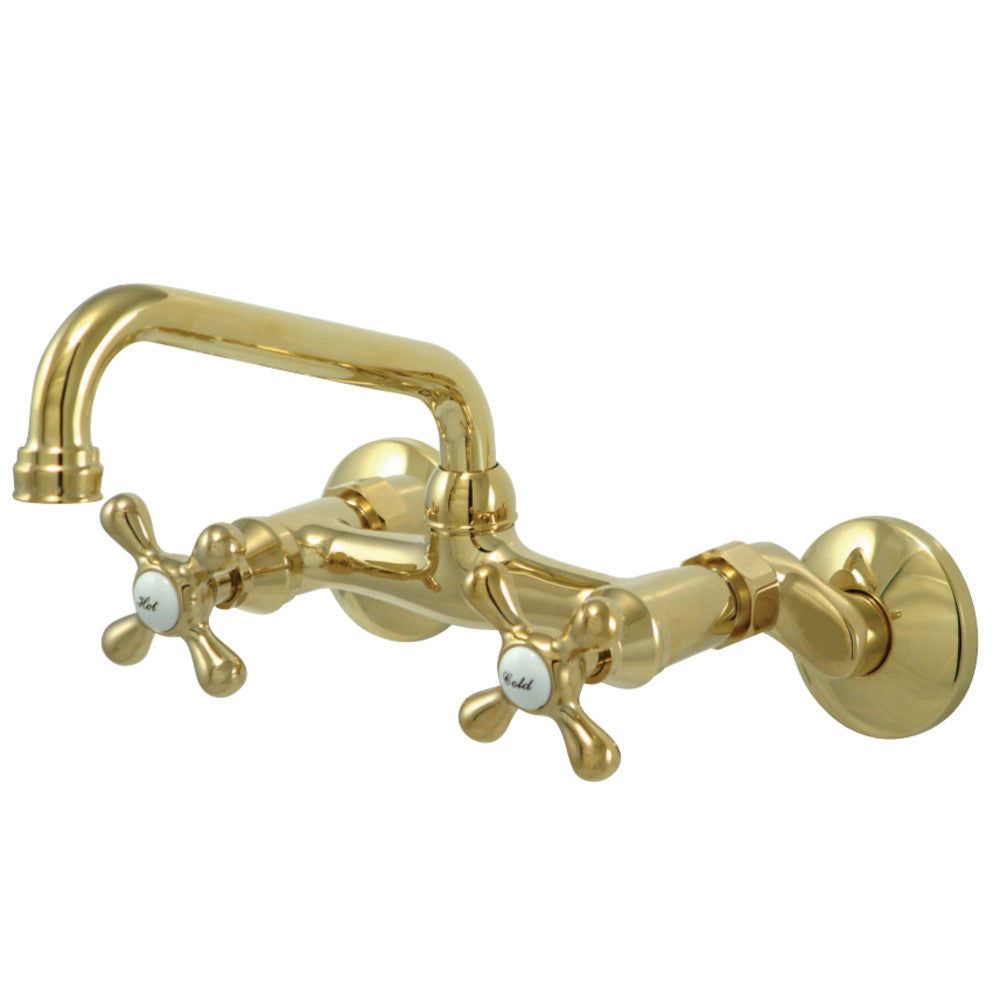 Kingston Brass KS213PB Kingston Two Handle Wall Mount Kitchen Faucet, Polished Brass - BNGBath