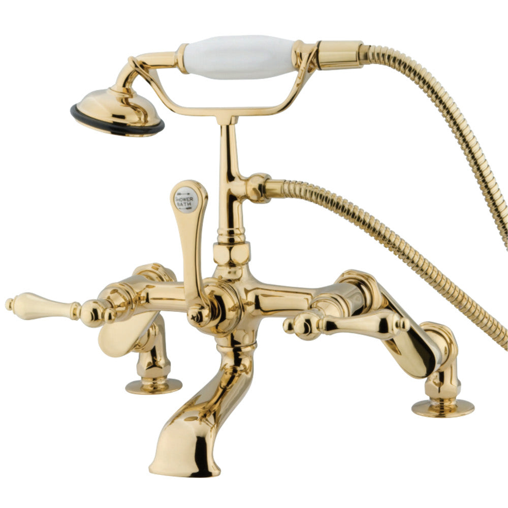 Kingston Brass CC651T2 Vintage Adjustable Center Deck Mount Tub Faucet, Polished Brass - BNGBath