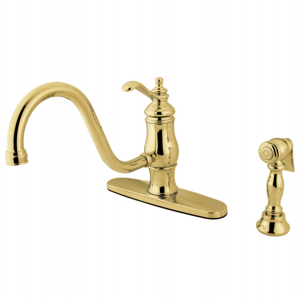 Kingston Brass KS1572TLBS Single-Handle Kitchen Faucet, Polished Brass - BNGBath