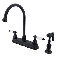 Thumbnail for Kingston Brass KB3755PLBS Restoration Centerset Kitchen Faucet, Oil Rubbed Bronze - BNGBath