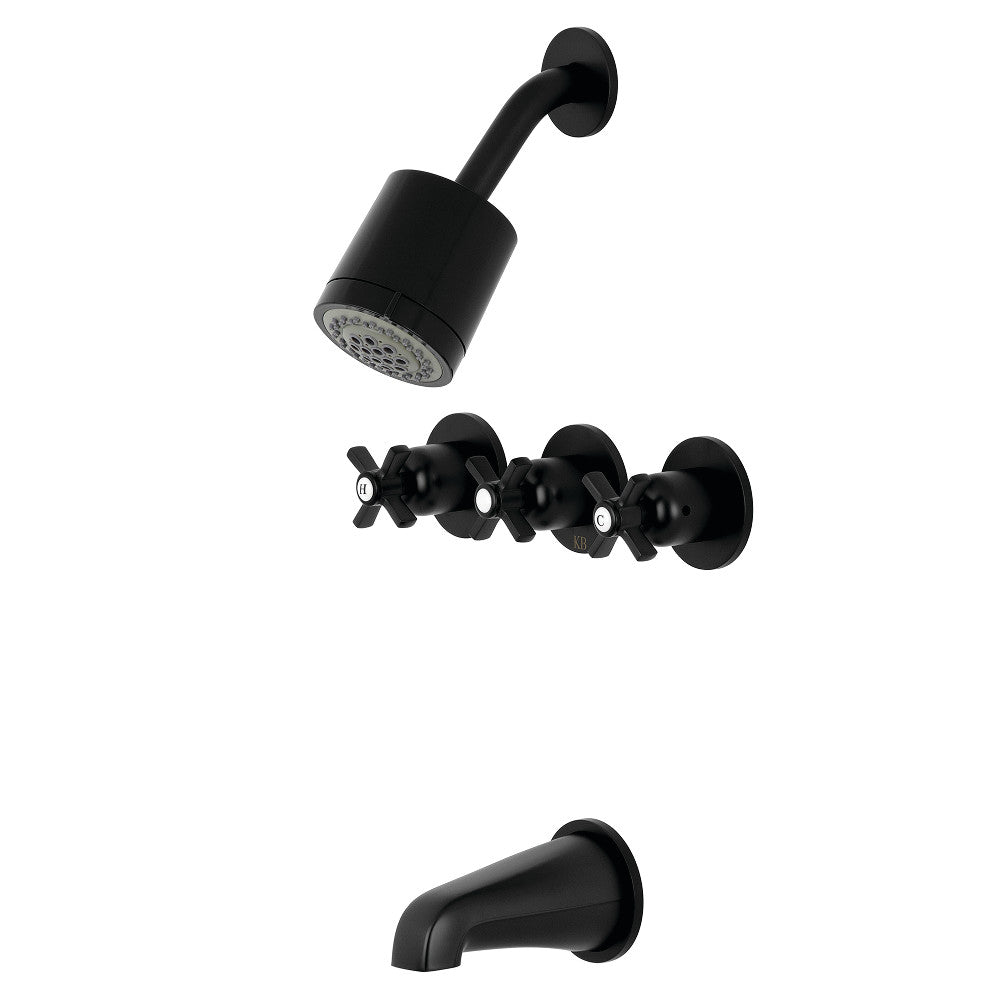 Kingston Brass KBX8130ZX Millennium Three-Handle Tub and Shower Faucet, Matte Black - BNGBath