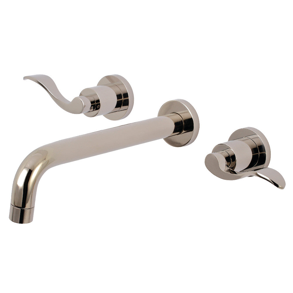 Kingston Brass KS8026DFL NuWave Two-Handle Wall Mount Tub Faucet, Polished Nickel - BNGBath