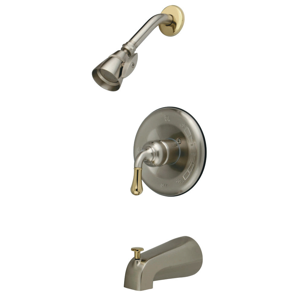 Kingston Brass KB1639 Magellan Single Handle Tub and Shower Faucet, Brushed Nickel/Polished Brass - BNGBath