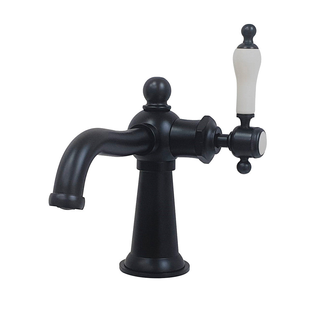 Kingston Brass KS154KLMB Nautical Single-Handle Bathroom Faucet with Push Pop-Up, Matte Black - BNGBath