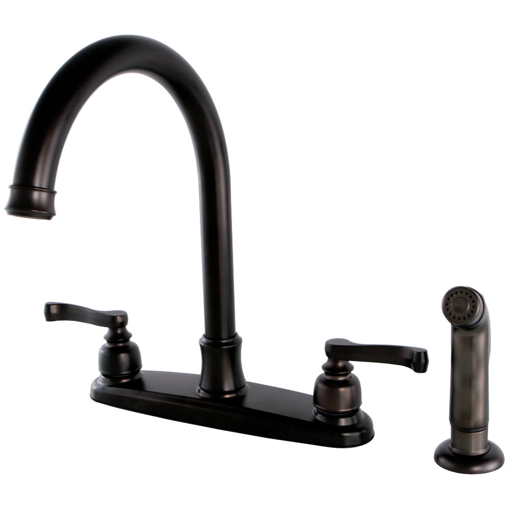 Kingston Brass FB7795FLSP Royale 8-Inch Centerset Kitchen Faucet with Sprayer, Oil Rubbed Bronze - BNGBath