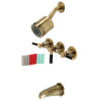 Thumbnail for Kingston Brass KBX8133DKL Kaiser Three-Handle Tub and Shower Faucet, Antique Brass - BNGBath