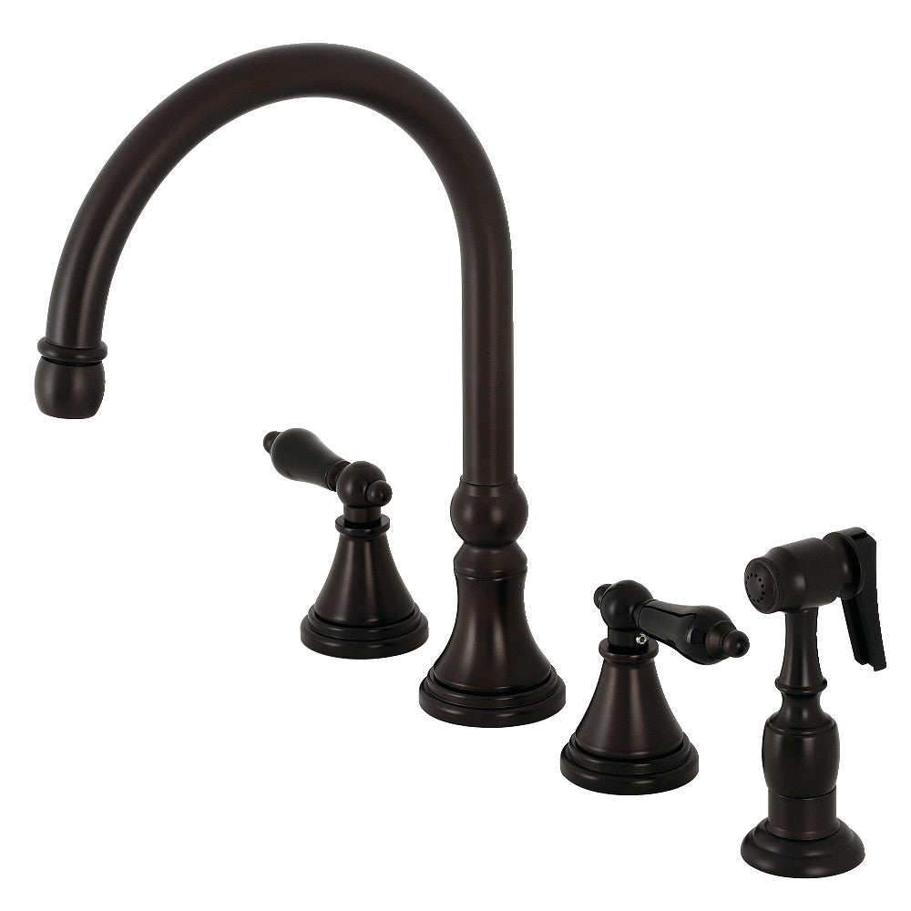 Kingston Brass KS2795PKLBS Duchess Widespread Kitchen Faucet with Brass Sprayer, Oil Rubbed Bronze - BNGBath