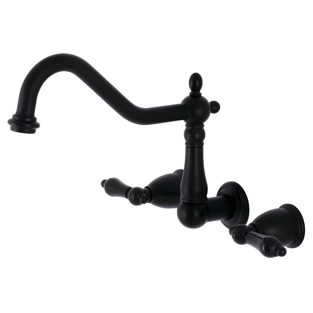 Kingston Brass KS1280PKL Duchess Wall Mount Kitchen Faucet, Matte Black - BNGBath