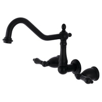 Thumbnail for Kingston Brass KS1280PKL Duchess Wall Mount Kitchen Faucet, Matte Black - BNGBath