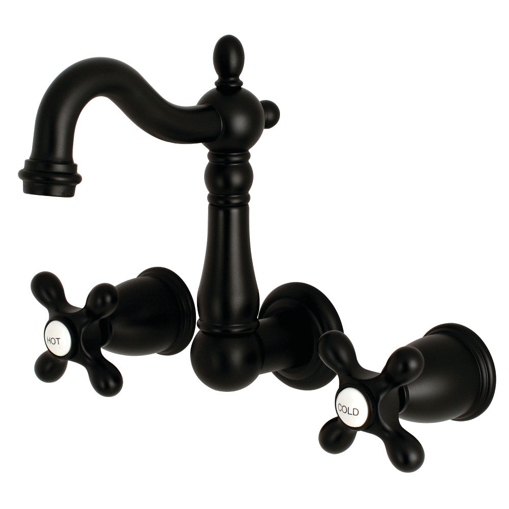 Kingston Brass KS1220AX 8-Inch Center Wall Mount Bathroom Faucet, Matte Black - BNGBath