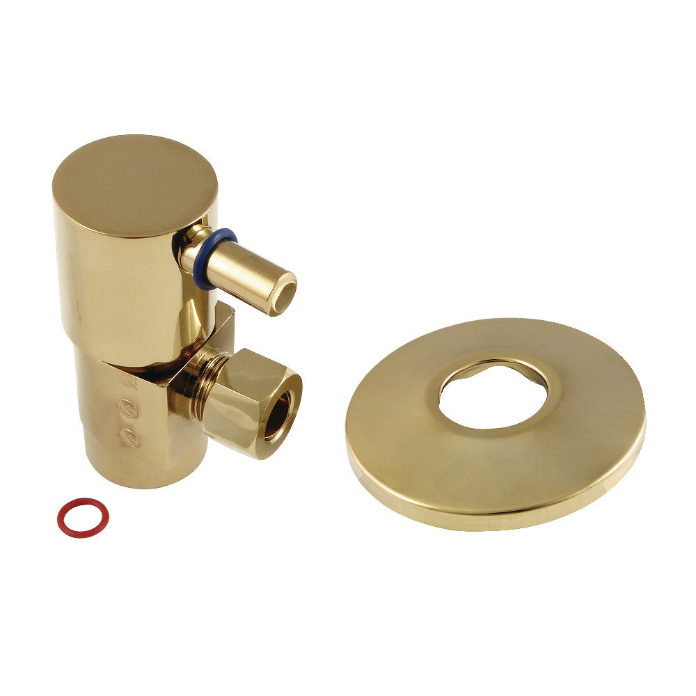 Kingston Brass CD43302DLK 1/2"IPS x 3/8"O.D. Anti-Seize Deluxe Quarter-Turn Ceramic Hardisc Cartridge Angle Stop with Flange, Polished Brass - BNGBath