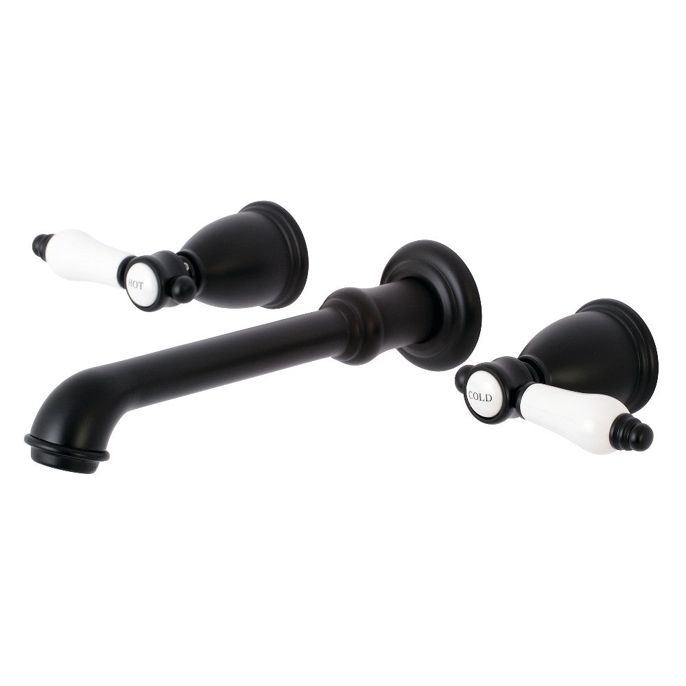 Kingston Brass KS7120BPL 8" Center Wall Mount Bathroom Faucet, Matte Black - BNGBath