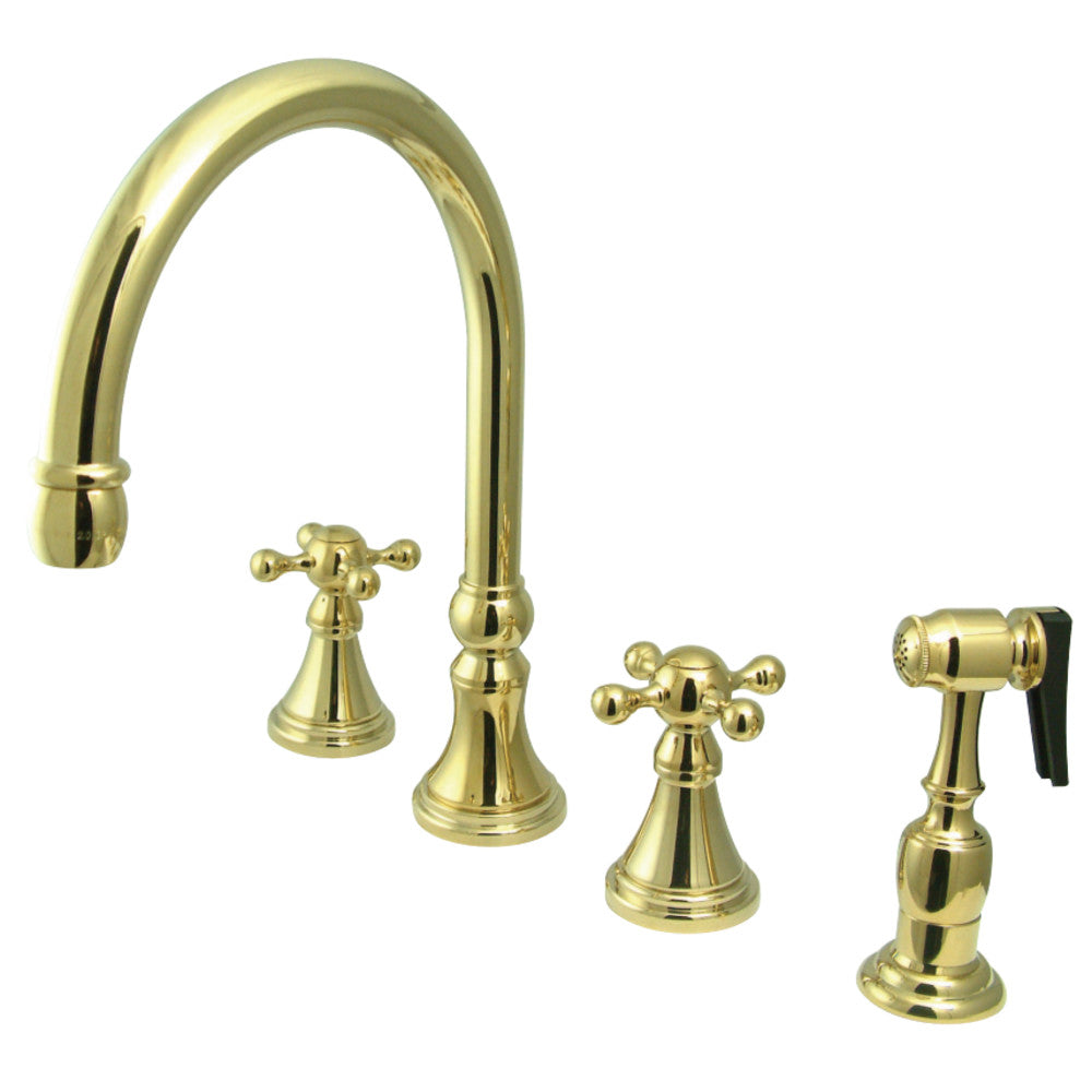 Kingston Brass KS2792KXBS Widespread Kitchen Faucet, Polished Brass - BNGBath