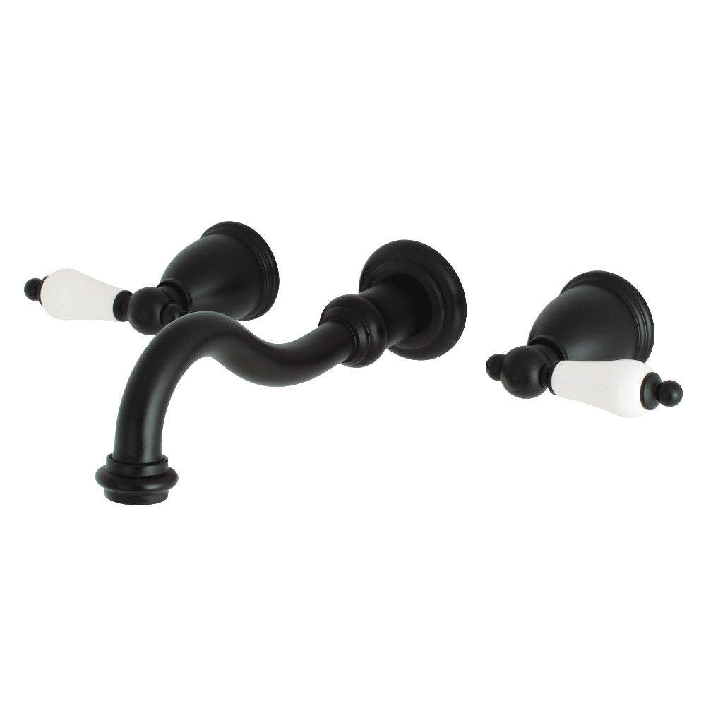 Kingston Brass KS3020PL Restoration Two-Handle Wall Mount Tub Faucet, Matte Black - BNGBath