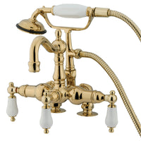 Thumbnail for Kingston Brass CC1015T2 Vintage 3-3/8-Inch Deck Mount Tub Faucet, Polished Brass - BNGBath