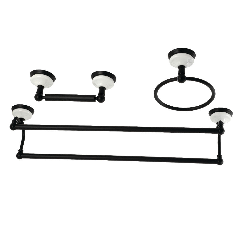 Kingston Brass BAK111348MB Victorian 3-Piece Bathroom Accessory Set, Matte Black - BNGBath