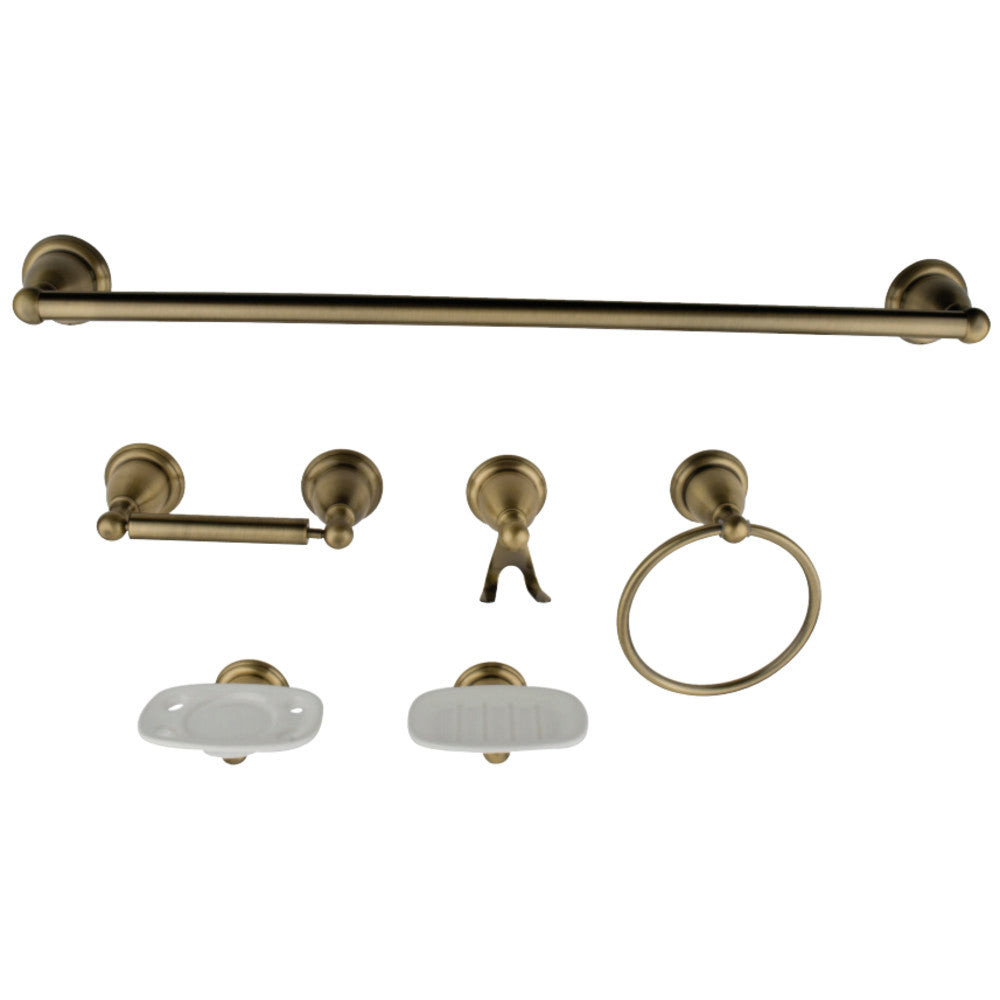 Kingston Brass BAK1750AB2 Victorian 6-Piece Towel Bar Bathroom Hardware Set, Antique Brass - BNGBath