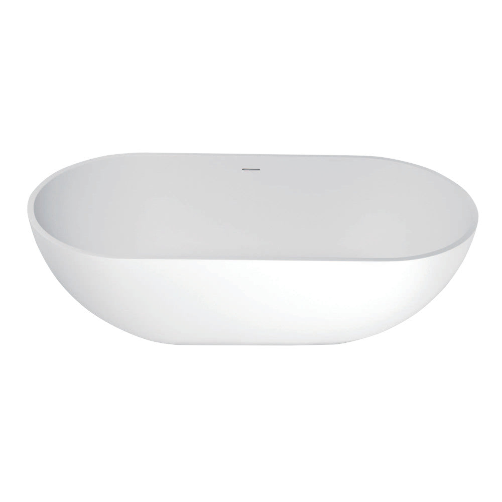 Aqua Eden VRTRS703520 Arcticstone 70-Inch Solid Surface White Stone Freestanding Tub with Drain, Matte White - BNGBath