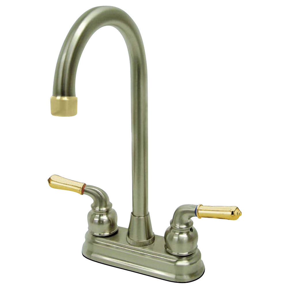 Kingston Brass KB499 Magellan Two-Handle 4" Centerset Bar Faucet, Brushed Nickel/Polished Brass - BNGBath