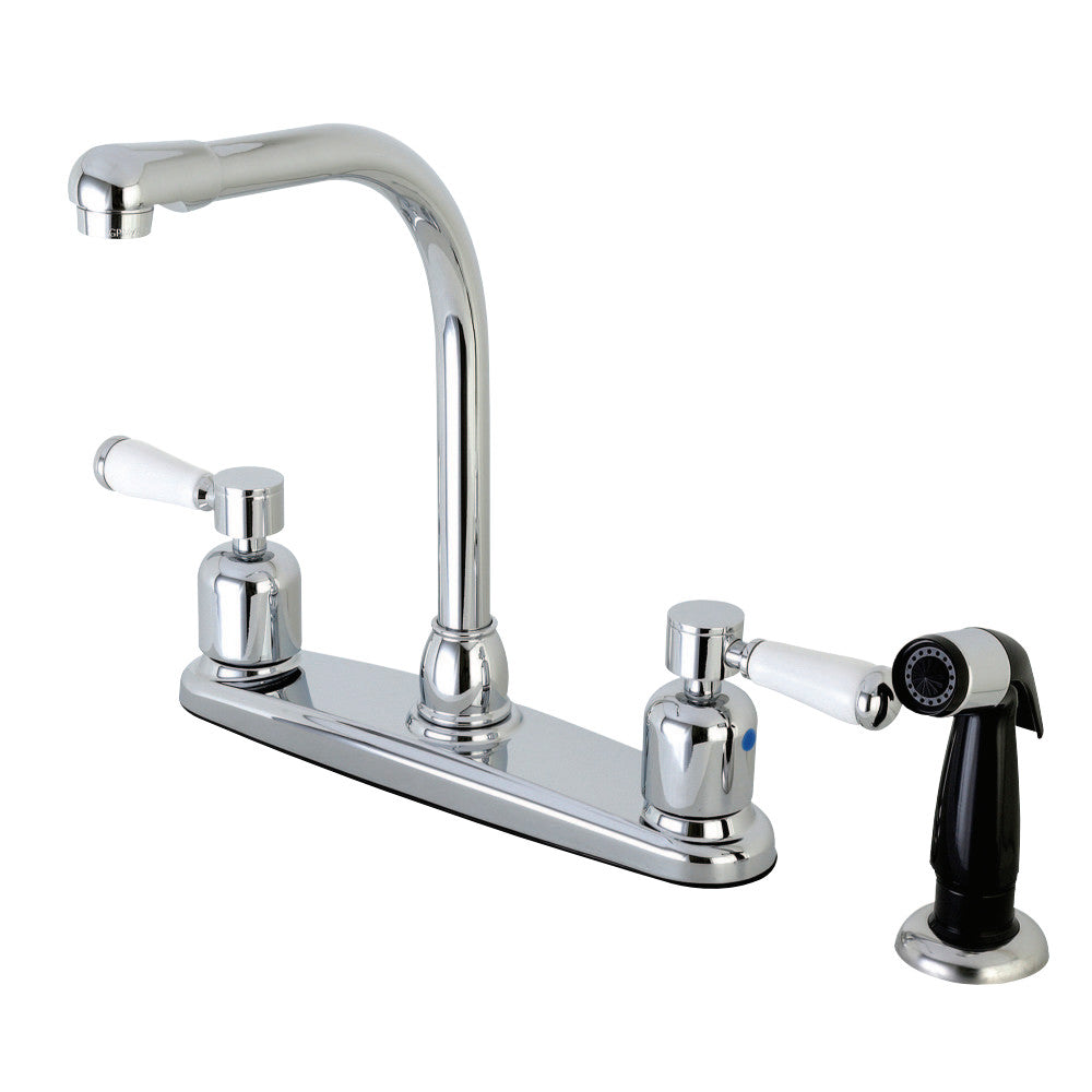 Kingston Brass FB751DPL Paris 8-Inch Centerset Kitchen Faucet with Sprayer, Polished Chrome - BNGBath