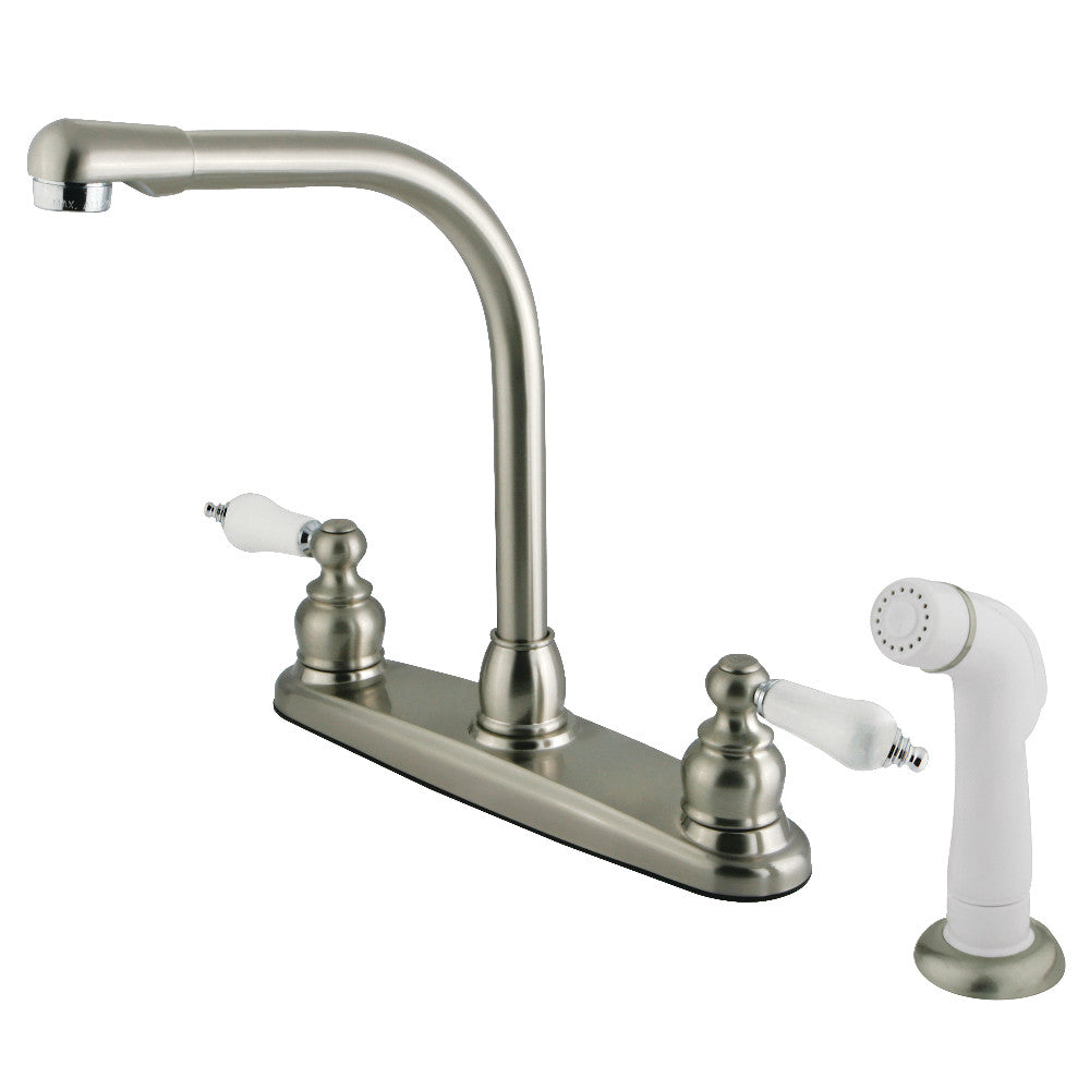 Kingston Brass GKB717 Victorian Centerset Kitchen Faucet, Brushed Nickel/Polished Chrome - BNGBath