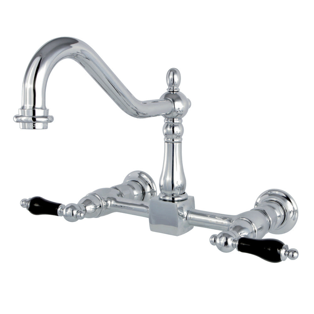 Kingston Brass KS1241PKL Duchess Two-Handle Wall Mount Bridge Kitchen Faucet, Polished Chrome - BNGBath