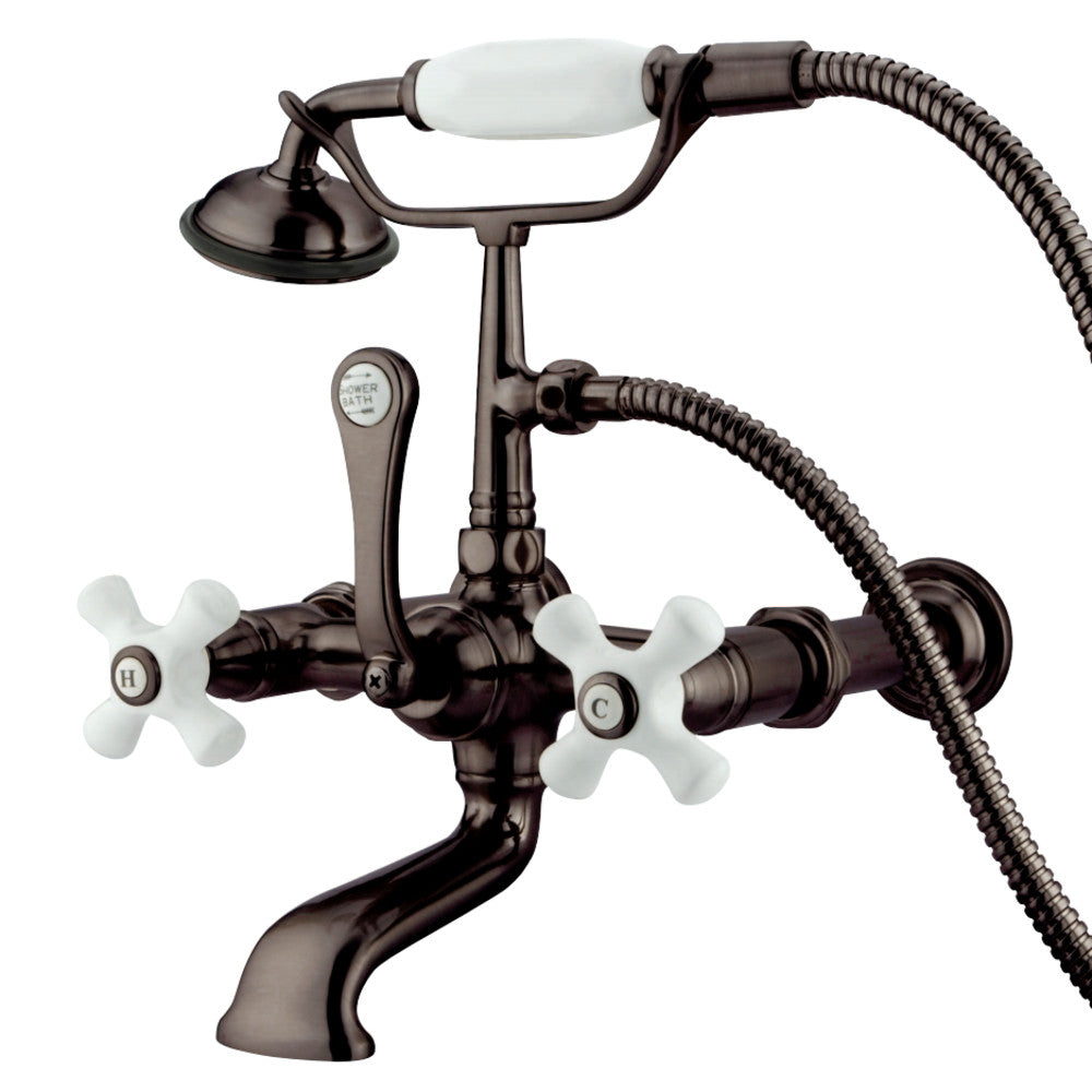 Kingston Brass CC549T5 Vintage 7-Inch Wall Mount Tub Faucet with Hand Shower, Oil Rubbed Bronze - BNGBath