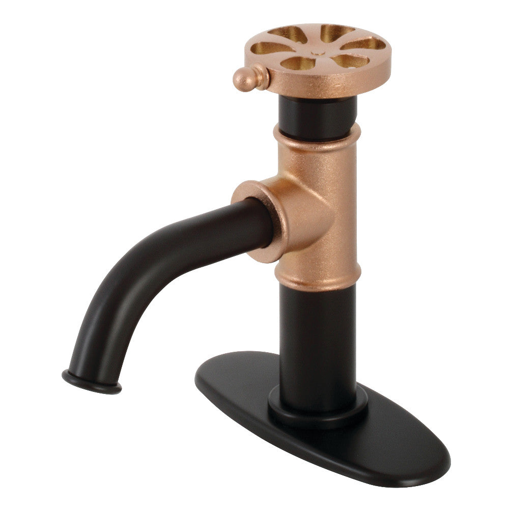 Kingston Brass KSD2827RX Belknap Single-Handle Bathroom Faucet with Push Pop-Up, Matte Black/Rose Gold - BNGBath