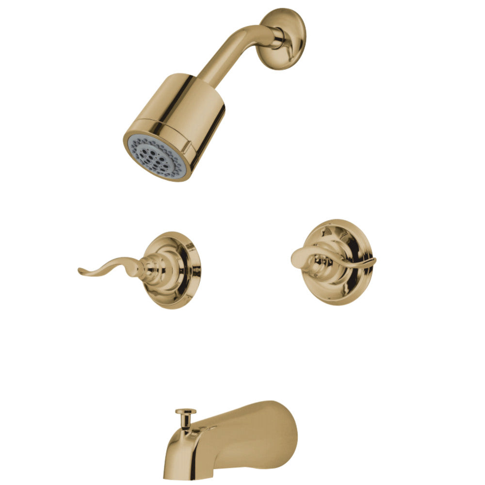 Kingston Brass KB8242NFL NuWave French Tub & Shower Faucet, Polished Brass - BNGBath