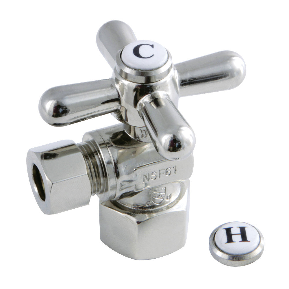 Kingston Brass CC43106X Quarter Turn Valve (1/2" FIP X 3/8" O.D. Compression), Polished Nickel - BNGBath