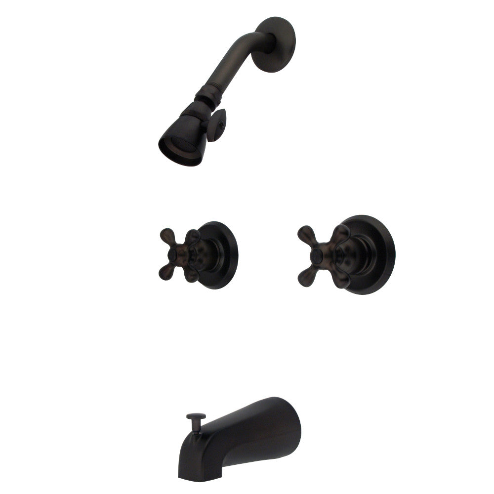 Kingston Brass KB245AX Magellan Twin Handle Tub & Shower Faucet With Decor Cross Handle, Oil Rubbed Bronze - BNGBath