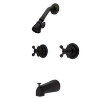 Thumbnail for Kingston Brass KB245AX Magellan Twin Handle Tub & Shower Faucet With Decor Cross Handle, Oil Rubbed Bronze - BNGBath