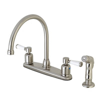 Thumbnail for Kingston Brass FB798DPLSP Paris 8-Inch Centerset Kitchen Faucet with Sprayer, Brushed Nickel - BNGBath