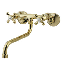 Thumbnail for Kingston Brass KS215PB Kingston Two Handle Wall Mount Bathroom Faucet, Polished Brass - BNGBath