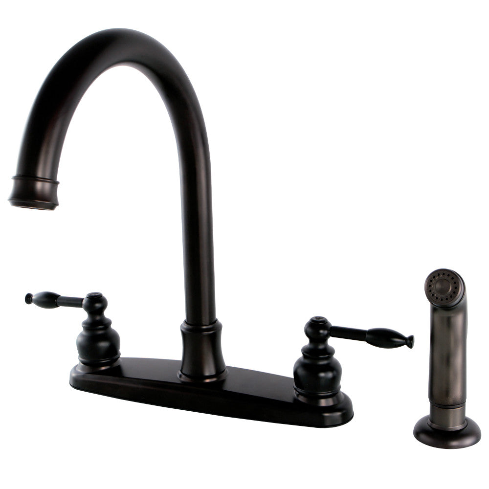 Kingston Brass FB7795KLSP Knight 8-Inch Centerset Kitchen Faucet with Sprayer, Oil Rubbed Bronze - BNGBath