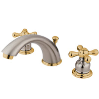 Thumbnail for Kingston Brass KB979X Widespread Bathroom Faucet, Brushed Nickel/Polished Brass - BNGBath