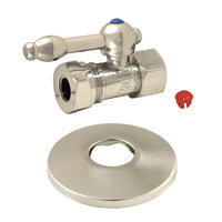 Thumbnail for Kingston Brass CC44158KLK 1/2-Inch FIP X 1/2-Inch or 7/16-Inch Slip Joint Quarter-Turn Straight Stop Valve with Flange, Brushed Nickel - BNGBath