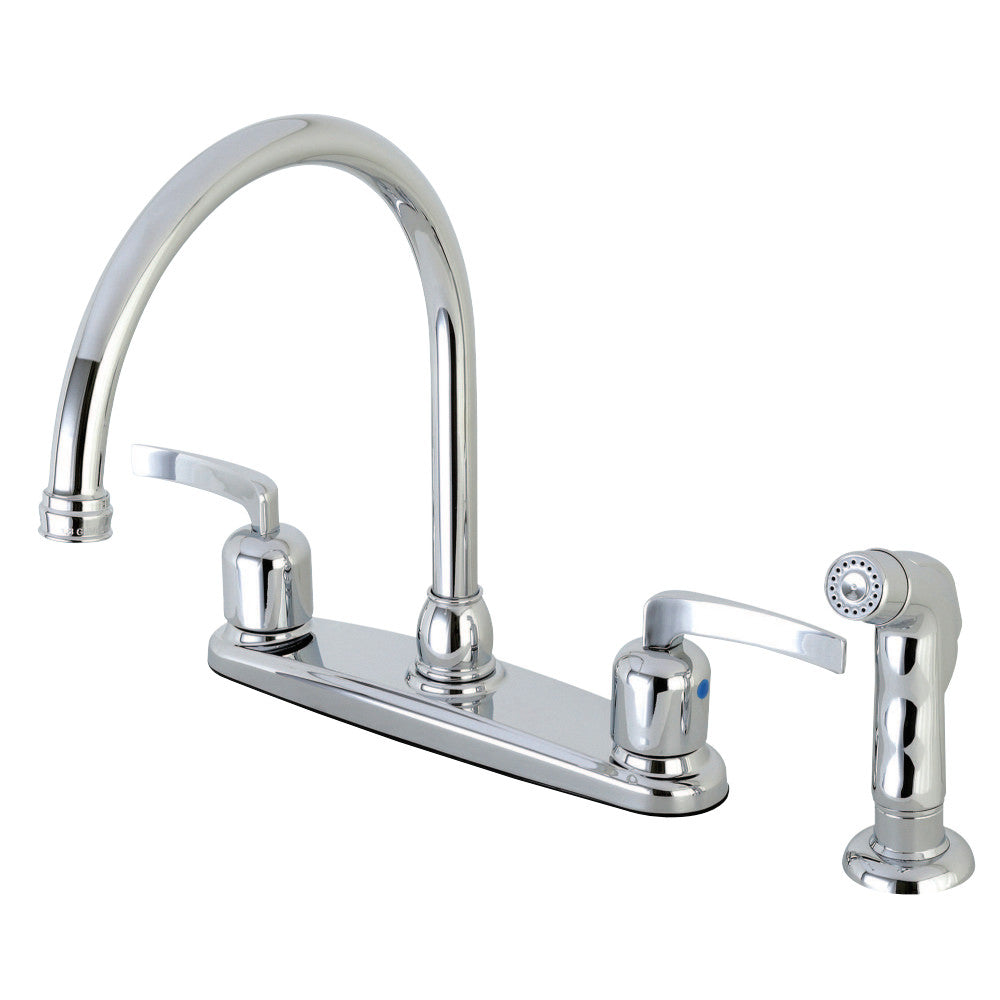 Kingston Brass FB791EFLSP Centurion 8-Inch Centerset Kitchen Faucet with Sprayer, Polished Chrome - BNGBath