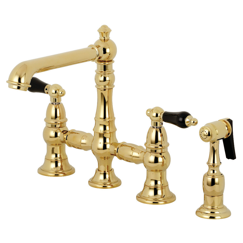 Kingston Brass KS7272PKLBS Duchess Bridge Kitchen Faucet with Brass Sprayer, Polished Brass - BNGBath