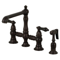 Thumbnail for Kingston Brass KS7275PKLBS Duchess Bridge Kitchen Faucet with Brass Sprayer, Oil Rubbed Bronze - BNGBath