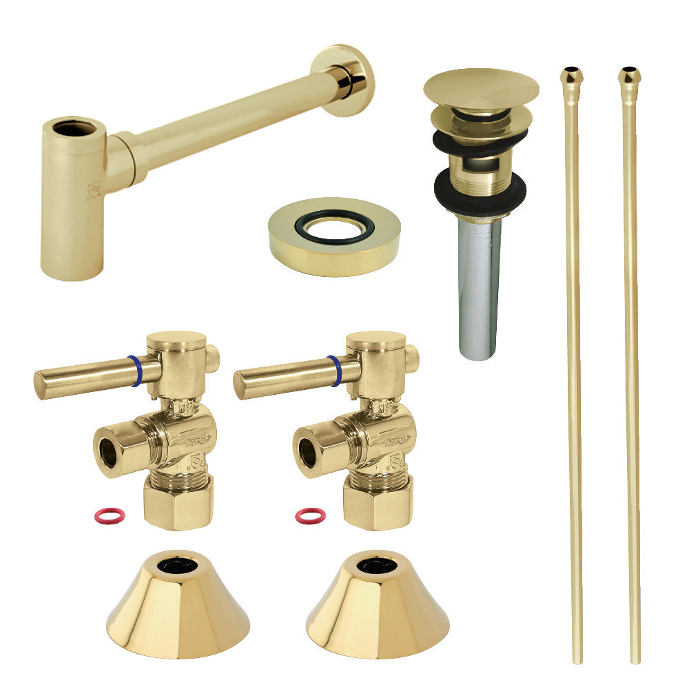 Kingston Brass CC53302DLVOKB30 Modern Plumbing Sink Trim Kit with Bottle Trap and Overflow Drain, Polished Brass - BNGBath