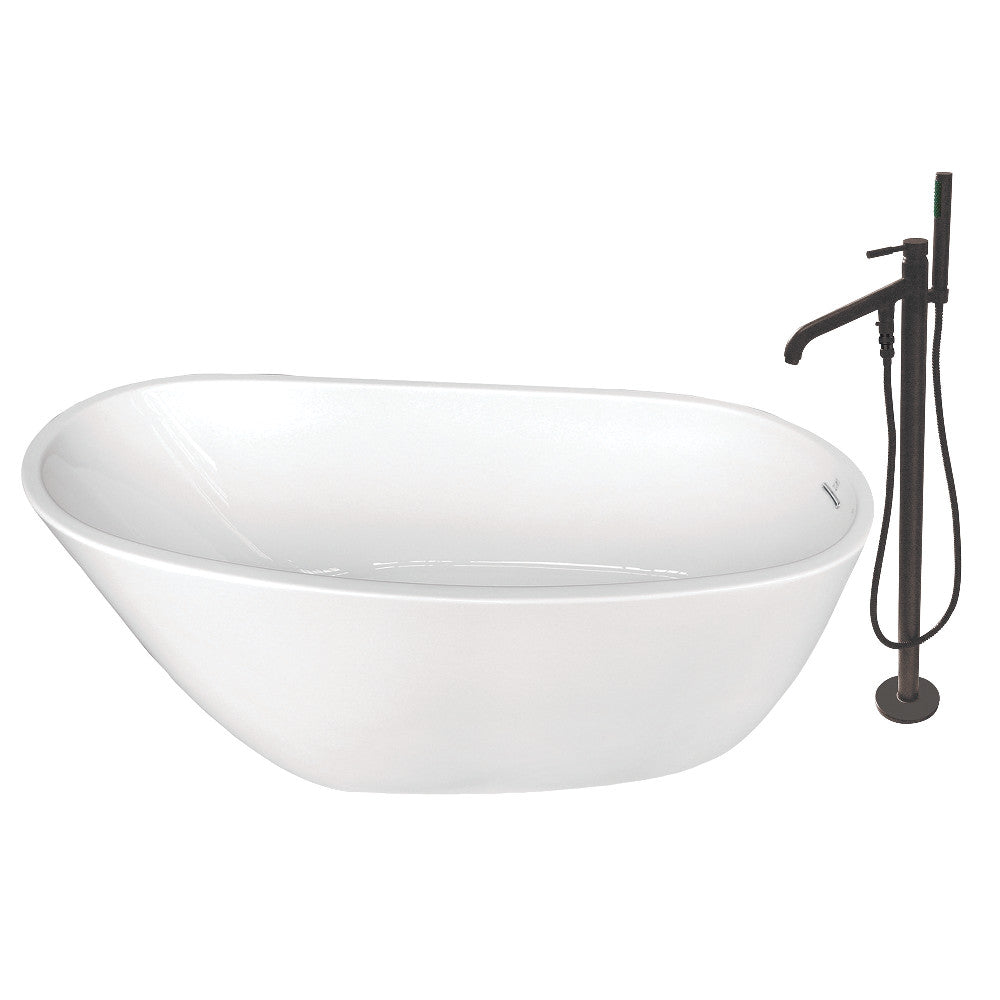 59-Inch Acrylic Single Slipper Freestanding Tub Combo with Faucet - BNGBath