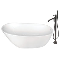 Thumbnail for 59-Inch Acrylic Single Slipper Freestanding Tub Combo with Faucet - BNGBath