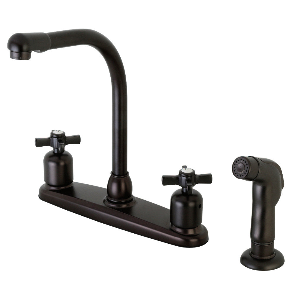 Kingston Brass FB755ZXSP Millennium 8-Inch Centerset Kitchen Faucet with Sprayer, Oil Rubbed Bronze - BNGBath