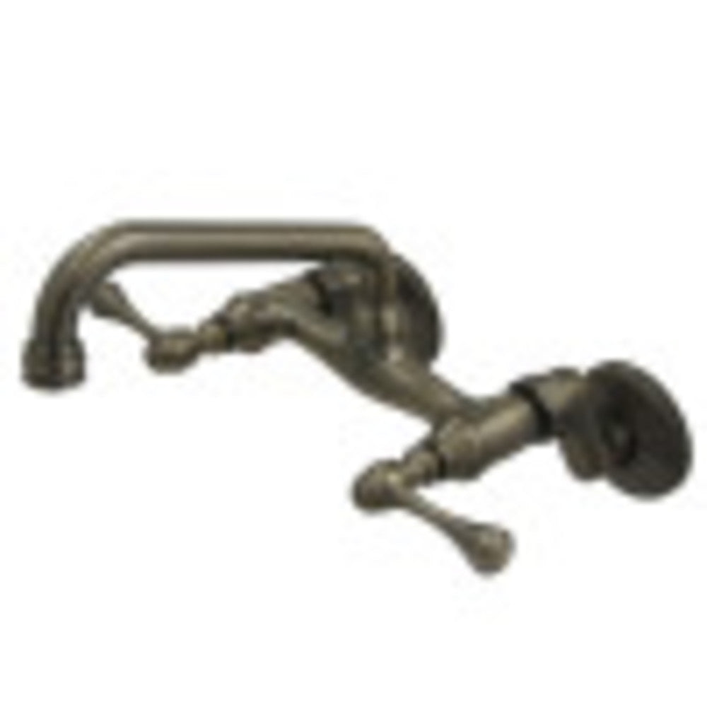 Kingston Brass KS313AB Kingston Two Handle Wall Mount Kitchen Faucet, Antique Brass - BNGBath